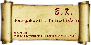 Bosnyakovits Krisztián névjegykártya